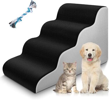 Східці для собак та котів JUOIFIP, 4 сходинки, для маленьких порід, з губчастою поверхнею, чорного кольору