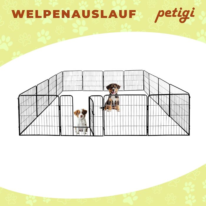 Вольєр для цуценят Petigi XL, 16 деталей, розмір елемента: 60x80 см, сталь з порошковим покриттям, вольєр для цуценят, клітка для собак, кроликів, морських свинок, котів, легкий у догляді