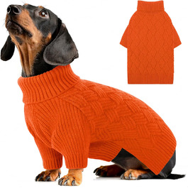 Пуловер для собак Дахшунд AOFITEE, теплий зимовий пуловер з коміром-гетром, для маленьких, середніх та великих собак, оранжевий, S