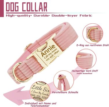 Персоналізоване собаче нашийник з металевою застібкою, нашийник з іменем та номером телефону, регульовані розміри для великих та середніх собак