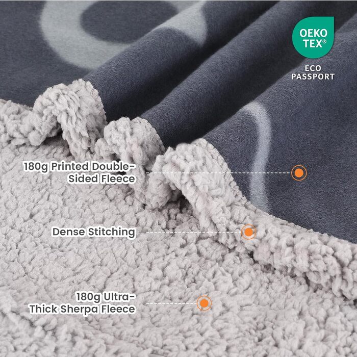 PETTOM Водонепроникний килимок для собак, 127 x 100 см, Sherpa Fleece, для середніх та великих собак, котів, м'який, з подвійним шаром, сірий