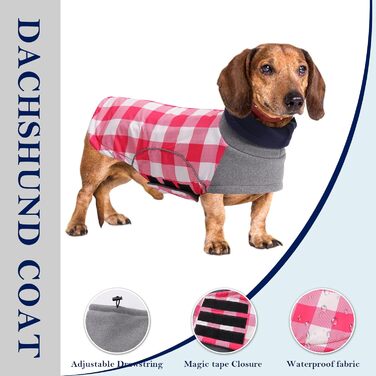 Водонепроникний зимовий теплий одяг для маленьких собак, джек-рассел, мініатюрний джек-рассел, куртка для собак з отвором для шлейки, одяг для домашніх тварин, ідеально підходить для прогулянок, походів, кемпінгу, розмір L, рожевий в клітинку