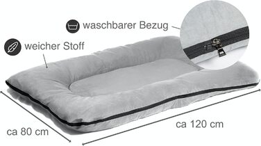 Килимок для собак SUNNYDOGS XXL | М'який, миючий, знімний | Килимок для великих собак, 120 x 80 см, сірий