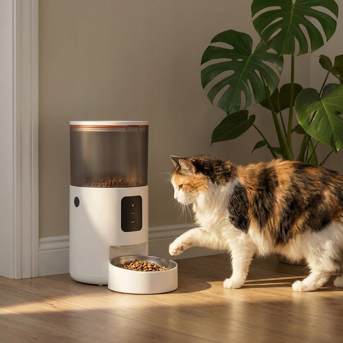 Автоматичний годівник для тварин з WiFi, пластиковий, біло-чорний, 3000 мл, 18.20 см