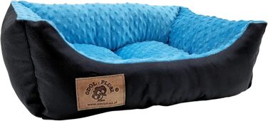 Ліжко для собак Odolplusz: корзина, диван, ліжко для маленьких собак. З силіконовими кульками, гіпоалергенне, 50x40 см (чорний + м'який блакитний)