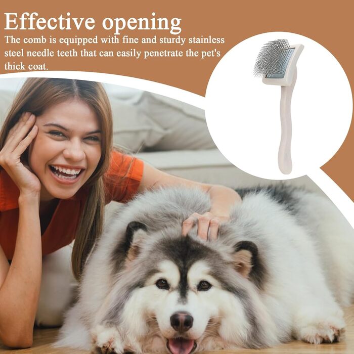 Щітка для грумінгу тварин: для котів та собак, видалення шерсті, дерев'яна ручка, портативна