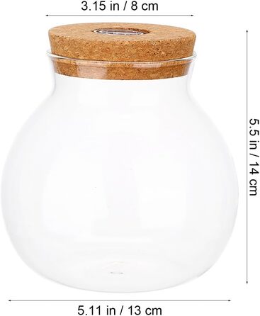 Скляна ваза-акваріум Balacoo для міні-ландшафту, тераріуму, рибок, з підсвічуванням, 14x13x13 см, біла