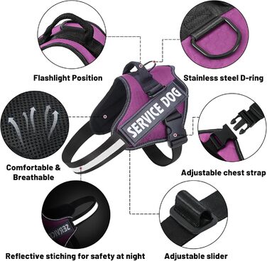 Шлейка для собак проти тяги, дихаюча, регульована, для прогулянок та тренувань, на груди, для вулиці, проста у використанні, для собак середніх, малих та великих порід (S, фіолетова)