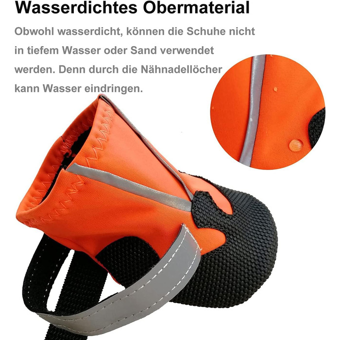 Водонепроникні чоботи для собак Leeko, 4 шт. - антиковзаючі, захист лап, з відбиваючим ремінцем, на липучці, для маленьких собак, помаранчеві (S)