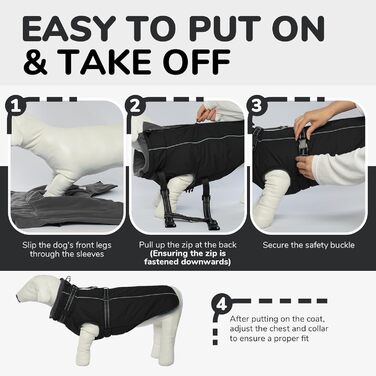 Зимовий одяг для собак Lelepet: теплий, вільний від вітру, з інтегрованим шлейкою, з флісовою підкладкою, світловідбиваючий, чорний, 3XL