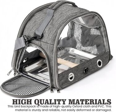 Рюкзак для птахів, переноска для птахів, транспортний контейнер для птахів. Переносний клітка для птахів, сумка-переноска з дерев'яною жердкою, нержавіюча таця для папуг, щуряків, хвилястих понічок.