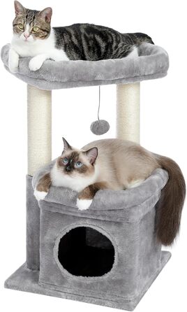 Котячий будиночок PAWZ Road для домашніх котів, багаторівневий сірий ігровий комплекс з сизалевим кігтеточкою, лежанкою та великим місцем для відпочинку