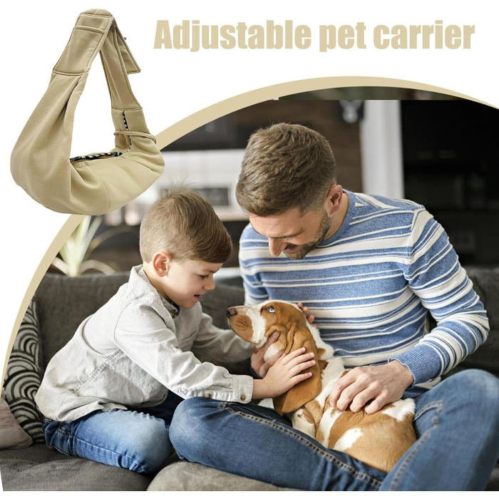 Сумка-переноска для собак, переноска для цуценят, регульовані ремені через плече та груди, легка переноска для тварин у подорожах, на прогулянках та до ветеринара (хакі)