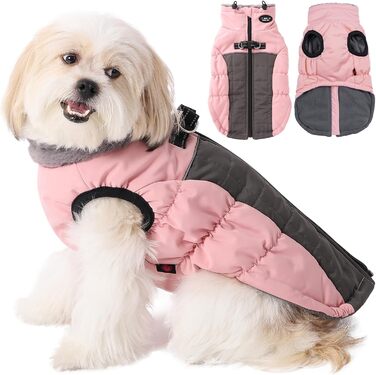 Водонепроникний собачий плащ для холодної погоди, зимова тепла куртка для маленьких, середніх та великих собак, флісова підкладка, світловідбиваючий, для цуценят, зимова жилетка для домашніх тварин, рожевий, M
