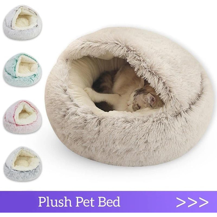 Ліжко для собак Zentaurus, середні породи, котяче ліжко, антистрес, плюш, сірий колір, розмір L (до 10 кг)