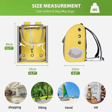 Рюкзак для собак та котів PETCUTE, дихаючий, прозорий, з матрацом, для подорожей, дозволений авіакомпаніями