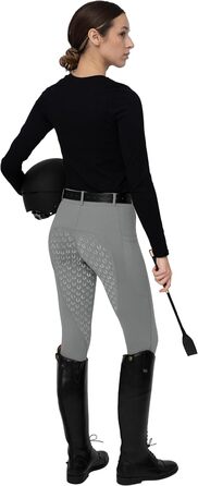 Легінси для верхової їзди FitsT4 для жінок, сірі, з силіконовою підкладкою, кишенею для телефону та петлями для ременя (розмір M)