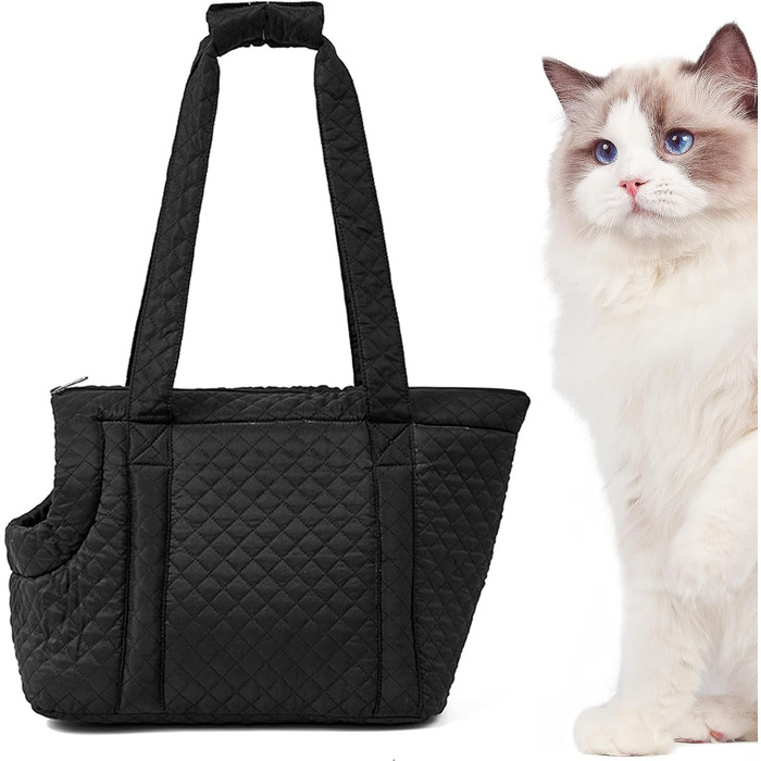 Транспортна сумка для собак та котів з бавовни | Сумка-переноска для собак, кошенят та цуценят (Чорний)