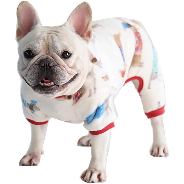 Піжама для собак, теплий флісовий комбінезон, милий костюм для цуценят та маленьких собак (червоний, M)