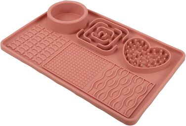 Килимок для собак та котів Silikon Slow Feeder з присоскою, рожевий, великий. Килимок для сповільнення годування та покращення травлення для домашніх тварин