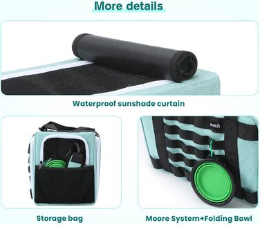 Транспортна переноска для котів Pecute, розширювана, для 2 котів, велика переноска для собак та цуценят, складана переноска-сумка для котів, аква-зелений колір