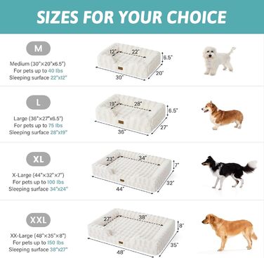 Ортопедичне ліжко для собак з штучного хутра, великі породи, диван з високопідтримуючим пінополіуретаном та водонепроникним чохлом, неслизьке, м'яке, тепле, пране, C-подібне, розмір XL (бежевий)