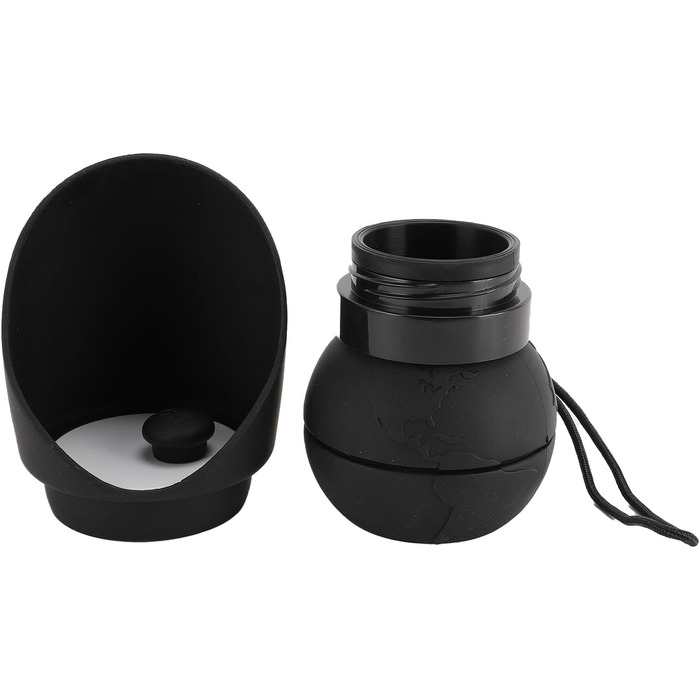 Складана пляшка для води для собак, силіконовий напійник для тварин, диспенсер для води для цуценят, дорожній напійник для собак, для прогулянок та походів (чорний)