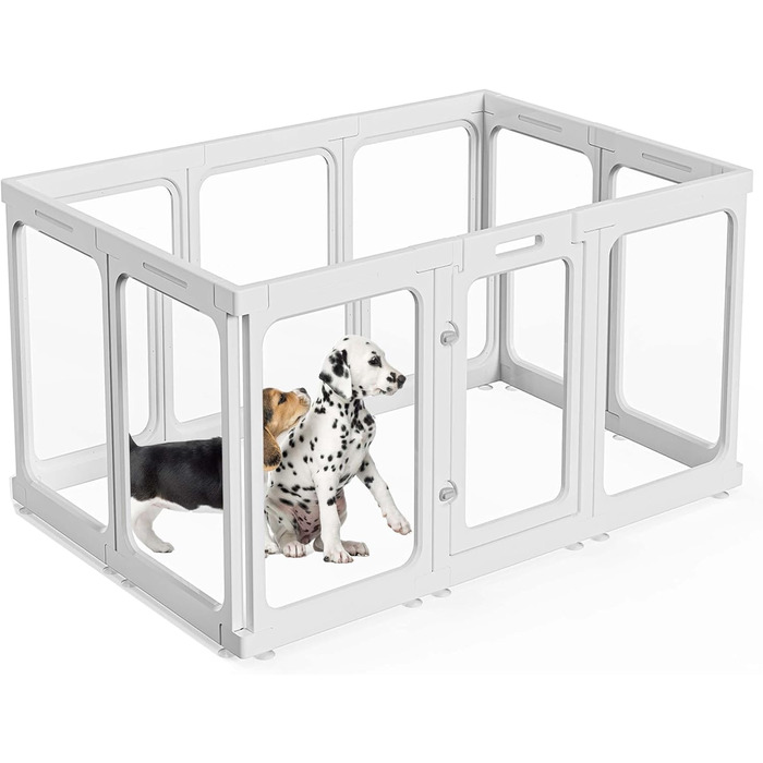 Кіяниця для цуценят SISKEYCOOC 60 см, прозора, з дверцятами, для собак середніх та маленьких порід, легка у догляді, для дому (10 шт.), біла