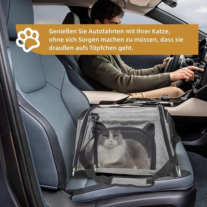 Транспортна переноска для котів з туалетом, складана переноска для котів, собак, цуценят, великих котів, дихаюча переноска з плечовим ременем