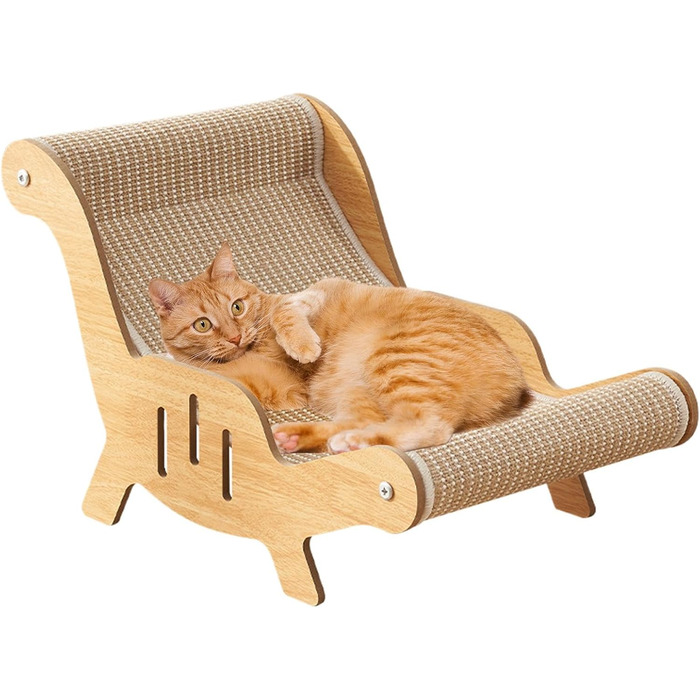 Крісло-лежанка для котів з сизалю, зручне крісло-подряпування, гамак для котів, кошик для пляжу, ліжко для котів, цуценят та дрібних тварин, 53x31x32 см