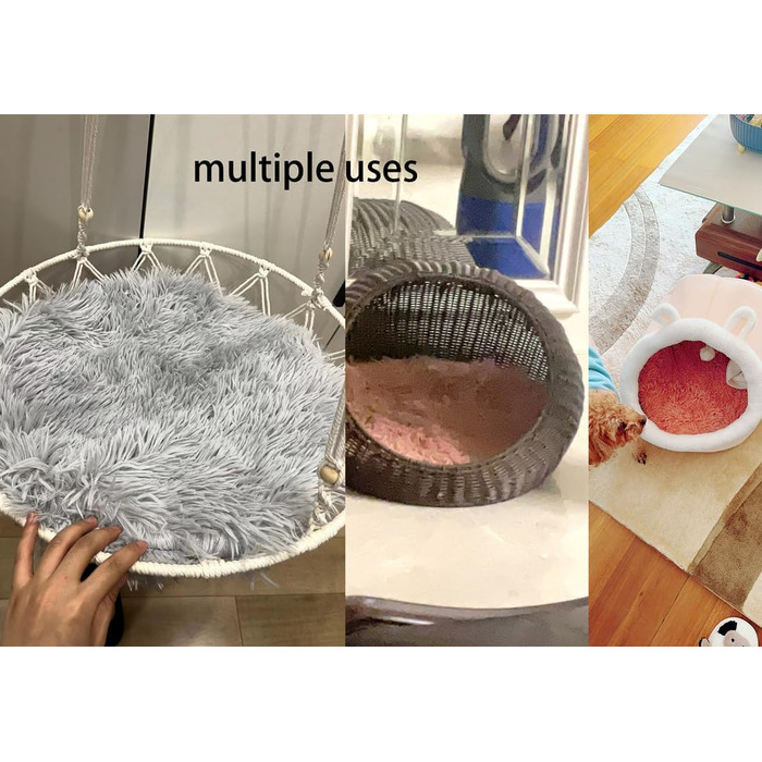 М'яка подушка-мат для котів та собак RICHRAIN, кругла, тепла, PP-бавовна, 57 см, бежева