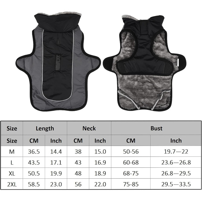Водонепроникний зимовий одяг для собак - тепла куртка з флісовою підкладкою | Зимовий одяг для собак, водонепроникний та вітронепроникний, з регульованими ремінцями, теплий, з флісовою підкладкою, для маленьких, середніх собак