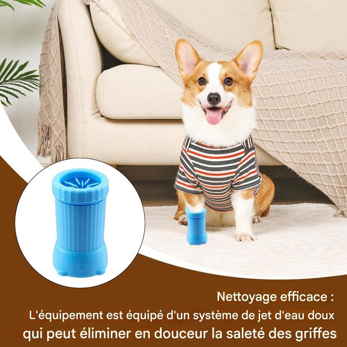 Автоматичний мийник лап для собак | USB-пристрій для миття лап тварин – контейнер для чищення лап для собак середніх та великих порід, блакитний
