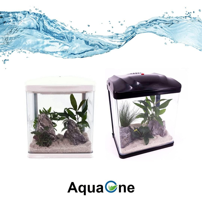 Акваріумний комплект AquaOne HR-230 LED з фільтром, 7 л, чорний – міні-акваріум для рибок і креветок