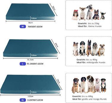 Ортопедичне ліжко для собак з Memory Foam, блакитне, розмір M. Ліжко для собак з шаруватого пінополіуретану, знімний, пральний чохол. Підходить для собак маленьких, середніх та великих порід.