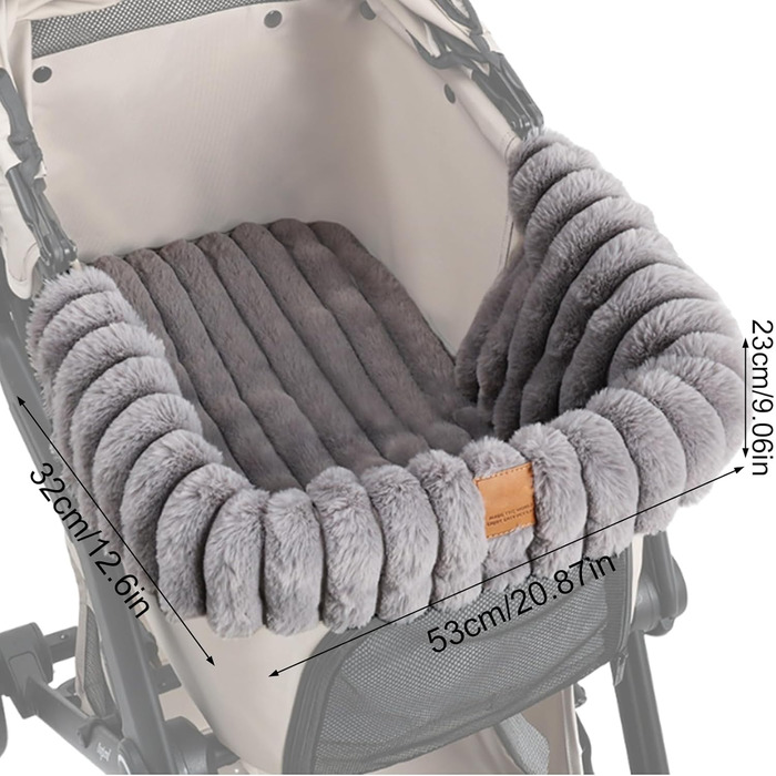 М'яка килимок для візка для дитини та домашніх тварин, теплий плюшевий, з магнітною застібкою, сірий