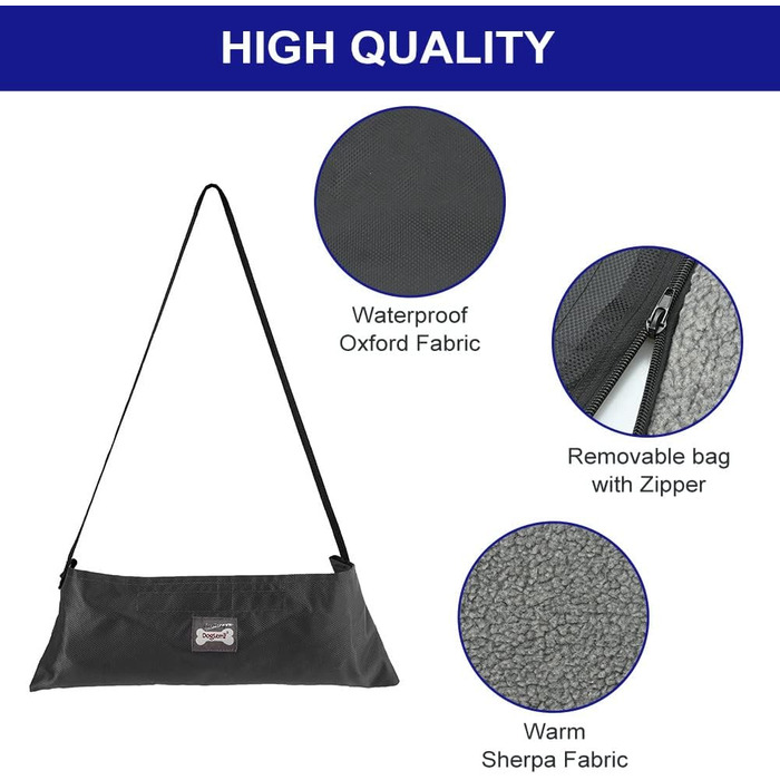 Килимок для собак Outdoor: водовідштовхувальний, 100x70 см, миючий, для подорожей та кемпінгу. З сумкою та щіткою для видалення шерсті. Підходить для собак та котів. Теплий, великий килимок для подорожей (Чорний, вовна)