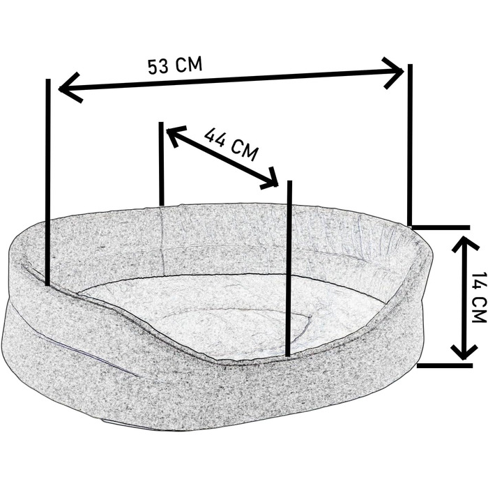 Крісло-лежанка для собак та котів SuperKissen24 - овальне, 71x60 см, сірий льон, водонепроникне, з сертифікатом Oeko-Tex