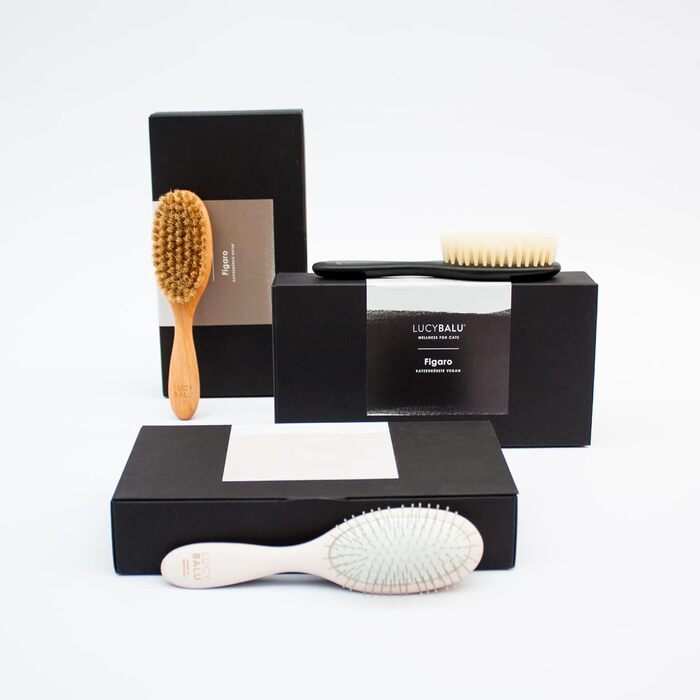 Щітка для котів LucyBalu® для короткої та довгої шерсті | Щітка для вичісування шерсті котів | Щітка для підшерстка котів | Гребінець для котів для догляду за шерстю | Щітка для шерсті тварин | Щітка для котів з металевими щетинками та дерев'яною ручкою б