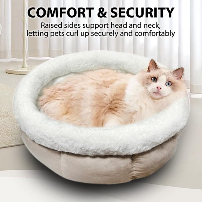 М'яке ліжко-лежанка для собак та котів, 50x50x20 см, світло-коричневий колір