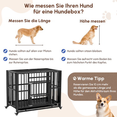 Клітка для собаки PawHut для дому, з колесами, 94 x 58 x 78 см, Dog Guard Box, Транспортна клітка з 2 дверима, сталь, Чорний
