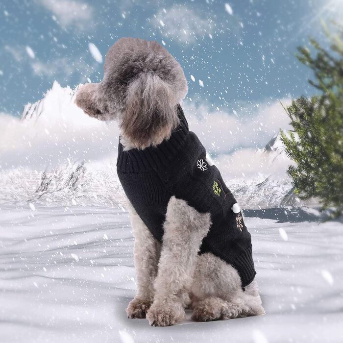 Стильний новорічний светр для собак з оленем та котиком, теплий та м'який, для осені та зими, новорічний одяг для цуценят та маленьких собак, чорний сніговик