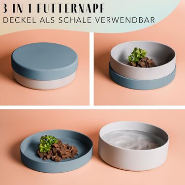 Миска для собак Ne&no® Silikon 1200 мл з кришкою | Безпечна, неслизька, для малих та середніх собак | Набір миски та кришки (сталево-блакитний)