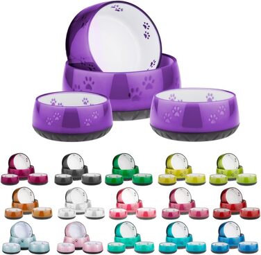Миска для собак EHASO з лапками - годівниця та миска для води для маленьких та великих собак (330 мл, фіолетова)