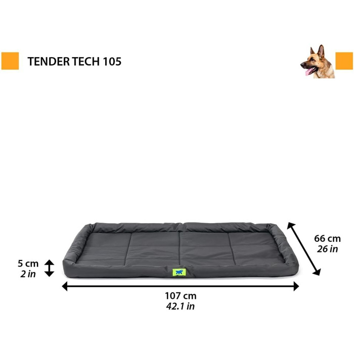 Крісло-ліжко для собак великих порід Ferplast: ортопедичне, чорне, 61x46x5 см (L 66 x B 107 x H 5 см), водовідштовхувальне, знімний чохол