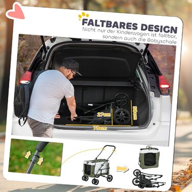 Візок для собак та котів PawHut 2-в-1, складний, до 10 кг, з подушкою, сіткою, дверима та кошиком для зберігання, темно-зелений