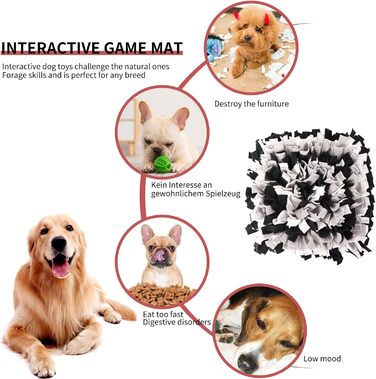 Килимок для нюхання собак IEUUMLER IE075 (45x45 см, чорний+сірий+білий) - тренувальний килимок для собак та котів