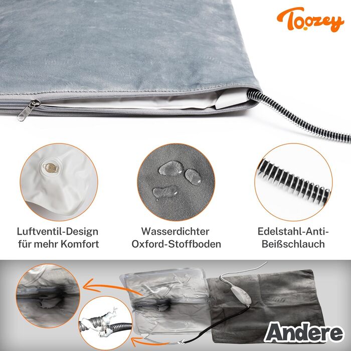 Toozey Тепла підстилка для тварин на вулицю з водонепроникним покриттям та стійким до кусання кабелем, автоматичне регулювання температури для новонароджених, вагітних, літніх тварин та з травмами суглобів, котів та собак, 70x40 см (сірий, S 50 x 40 см)