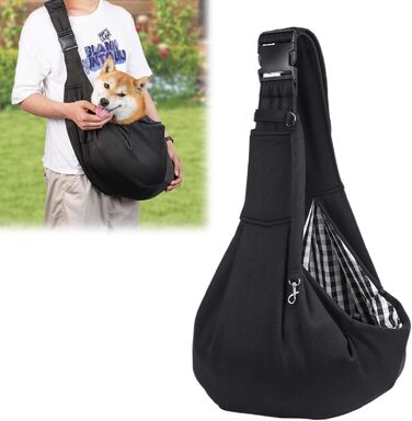 Сумка-переноска для домашніх тварин, регульована переноска для собак, реверсивна переноска для маленьких собак до 7 кг, переноска для собак, переноска для собак для прогулянок та активностей на відкритому повітрі (чорний)