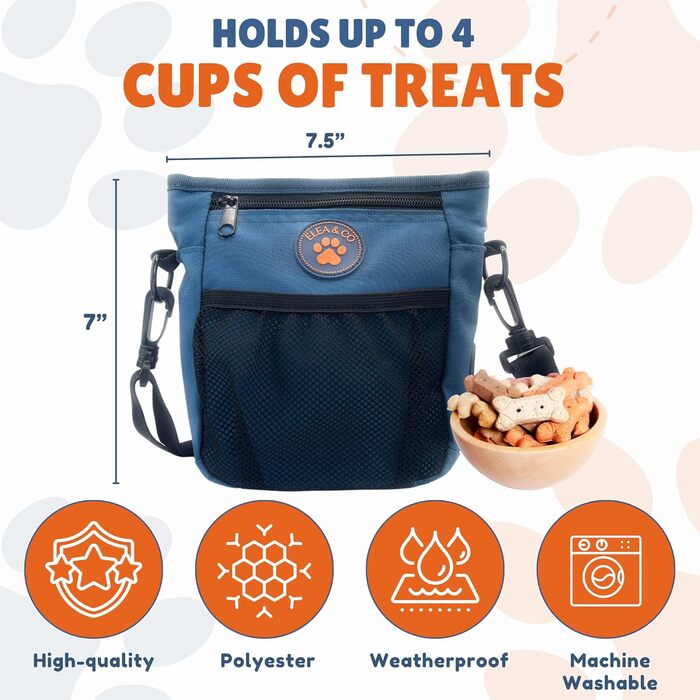 Сумка для ласощів для собак – 4 чашки, сумка для тренування собак з кліпсою, магнітна сумка для ласощів